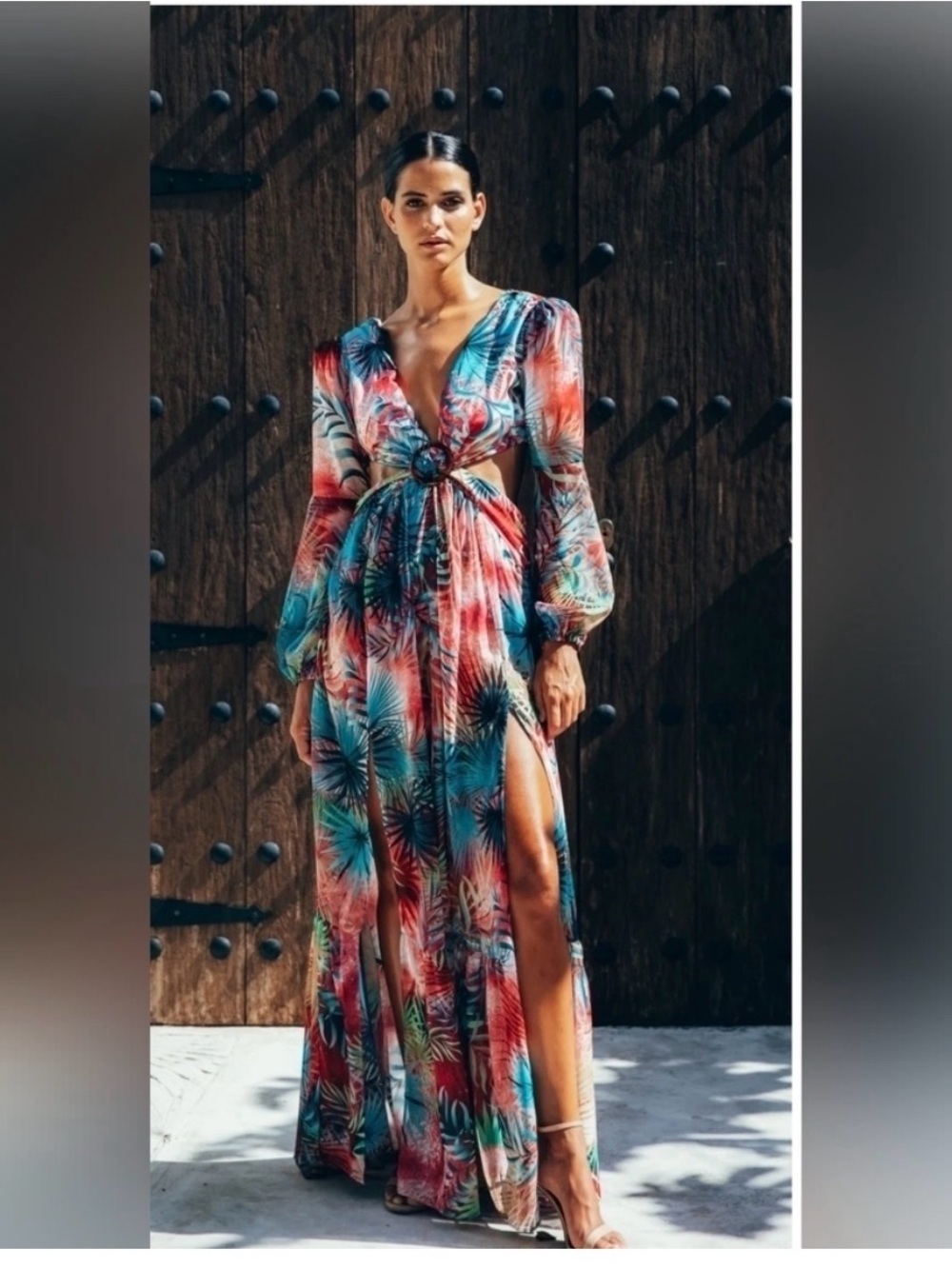 NWT SUKISO TROPICAL CUT OUT MAXI DRESS SMALL